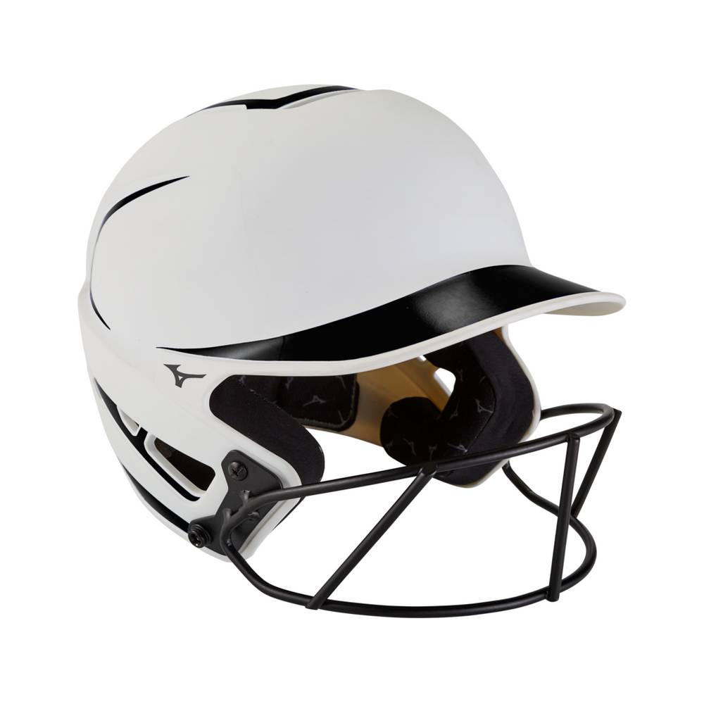 Mizuno F6 Fastpitch Softball Batting - Bayan Kask - Beyaz/Siyah Türkiye (BRAMWK-235)